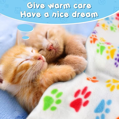 Eccliy 20 Pcs Puppy Blanket Pet Soft Fleece Dog Blankets Warm Felt Throw Sleep Mat Bed Covers for Doggie Puppy Pet Dogs Cat, 20 Styles(23.6 x 27.6 Inch,Paw)