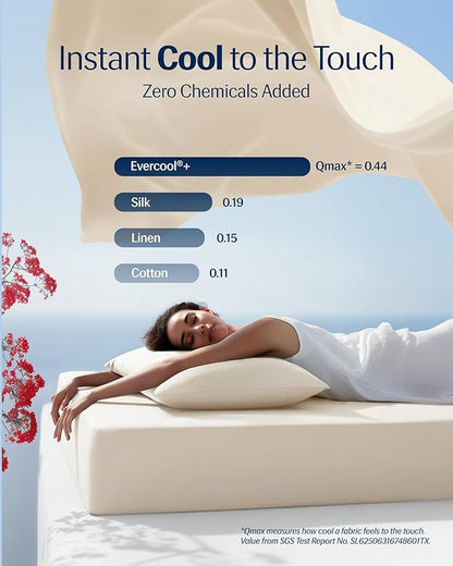 REST® Evercool®+ Starter Sheet Set, King, Ivory, Breathable Bed Sheets for Hot Sleeper and Night Sweats, with Pillowcases, with Ionic+ Self-Cleaning Silver Yarn for Sensitive Skin, 3PCS No Flat Sheet