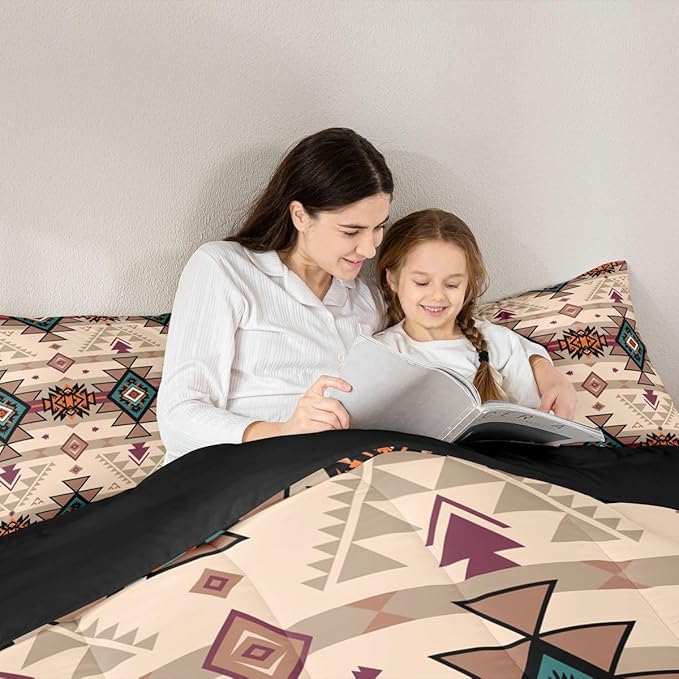 Erosebridal Boho Geometric Bedding Sets Western Comforter Set King,Ethnic Tribe Arrow Aztec Quilt Indian Tribal Geometric Diamond Triangle Duvet Insert,Exotic Western Room Decor