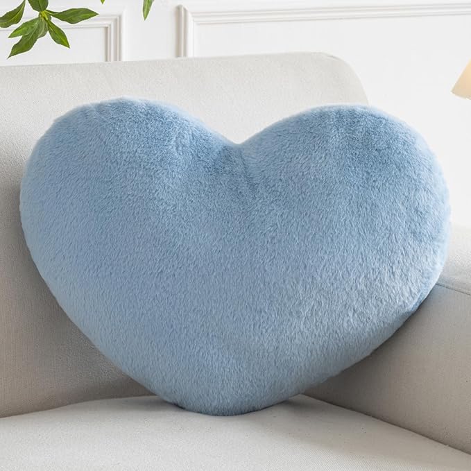 Xiashrk Heart Pillow, Heart Shaped Pillow for Bed Couch, Soft Decorative Heart Throw Pillow, Cute Decorate Pillows, Heart Pillows for Bedroom Living Room (Blue, Medium 15.7"x11.8")