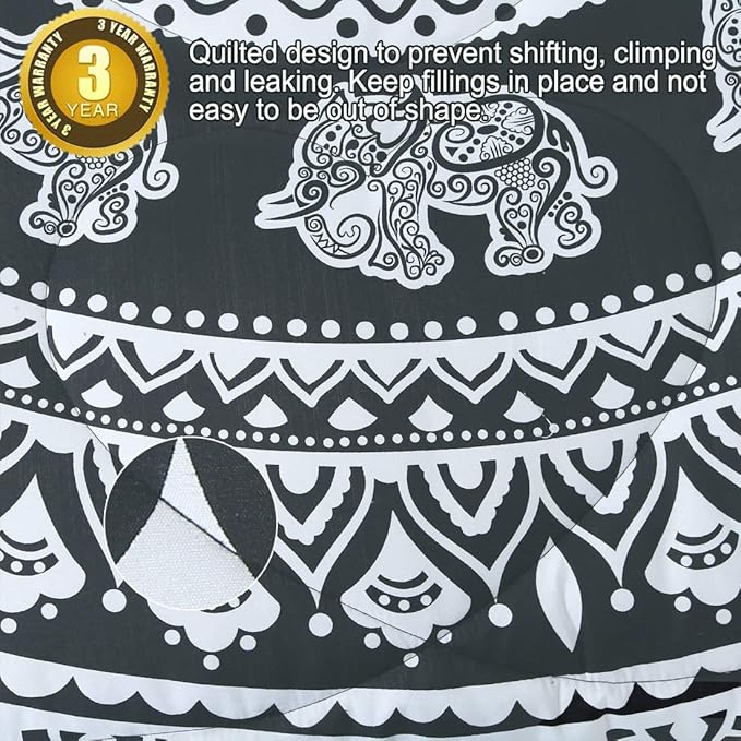 uxcell 3-Piece Bohemian Black Comforter Sets - 3D Printed Bohemia Themed - All-Season Down Quilted Duvet - Reversible Design - Includes 1 Comforter, 2 Pillow Cases King