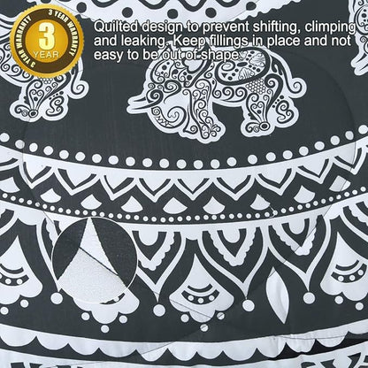 uxcell 3-Piece Bohemian Black Comforter Sets - 3D Printed Bohemia Themed - All-Season Down Quilted Duvet - Reversible Design - Includes 1 Comforter, 2 Pillow Cases King