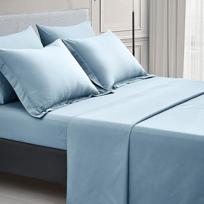 Maple&Stone Full Size Comforter Sets 7 Pieces Bed in a Bag - Down Alternative Bed Set with Comforter, Sheets, Pillowcases & Shams, All Season Lightweight Bedding Set, Light Blue