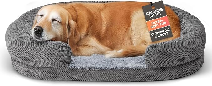 Oval Dog Bed, Orthopedic Dog Bed for Medium Dogs, Memory Foam Pet Couch with Supportive Structure, Removable Washable Cover, Durable and Stylish Dog Bed for Crate Home and Travel Use