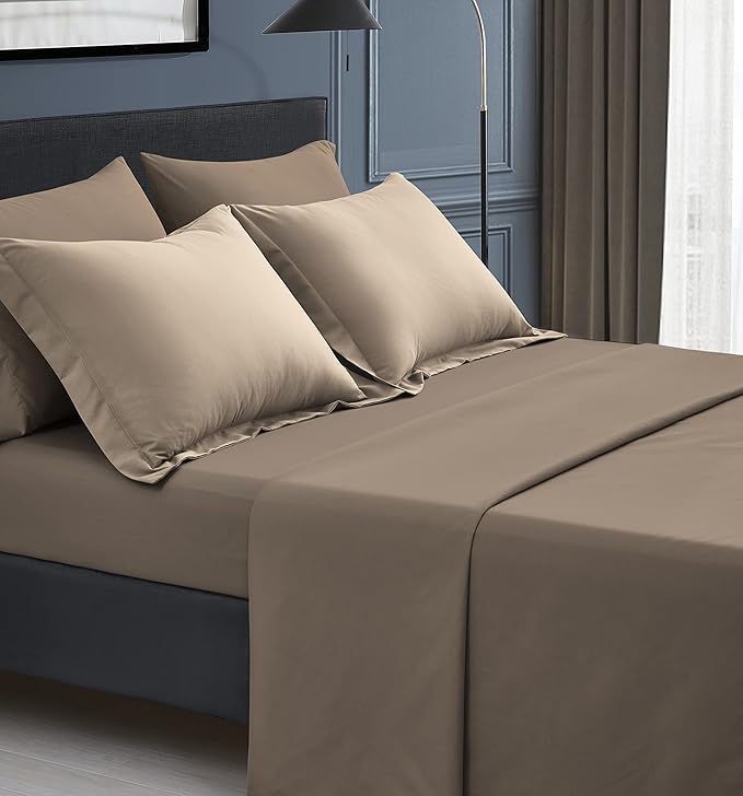 Maple&Stone King Size Comforter Set 7 Pieces Bed in a Bag - Down Alternative Bed Set with Sheets, Pillowcases & Shams, Soft Reversible Duvet Insert for King Bed, Beige