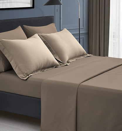 Maple&Stone King Size Comforter Set 7 Pieces Bed in a Bag - Down Alternative Bed Set with Sheets, Pillowcases & Shams, Soft Reversible Duvet Insert for King Bed, Beige