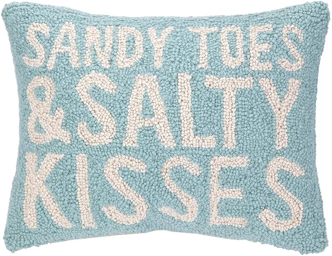 Peking Handicraft Hook Pillow, 12 by 16-Inch, Sandy Toes Salty Kisses