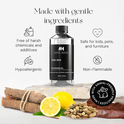 The One Hotel Scent Diffuser Oil - Aromatherapy Fragrance Inspired by 5-Star Hotels - Notes of Cardamom, Leather, Lemon with Cinnamon & Sandalwood - Inspired by Luxury Hotel The One Diffuser Scent