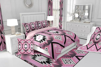 Feelyou Pink Western Comforter Set Southwest Native Tribal Toddler Size Bedding Set for Kids Boys Girls Geometric West Comforter Soft Microfiber Boho Bedroom Decor