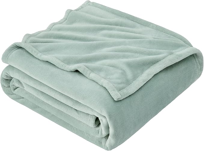 Hansleep Fleece Celadon Full Blanket, Super Soft Flannel Fuzzy Plush Cozy Blanket for All Seasons, Celadon, Full 84x90 Inches