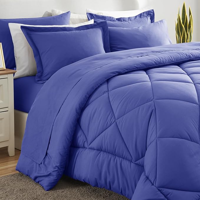 CozyLux Full Size Comforter Sets Very Peri - 7 Pieces Bed in a Bag Full, Luxury Soft Bed Set for All Seasons, Bedding Set with Down Alternative Comforter, Sheets, Pillowcases & Shams