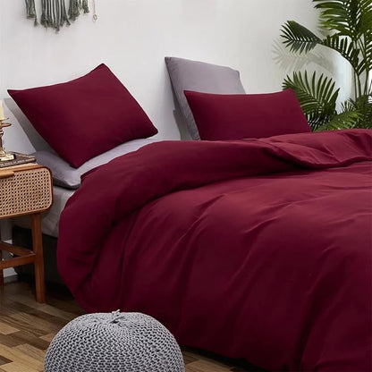 Houseri Burgundy Comforter Set - Twin Size Wine Red Bedding Comforter Set for Toddler Girls & Boys - Soft Quilt Blanket - Noble Bordeaux Red