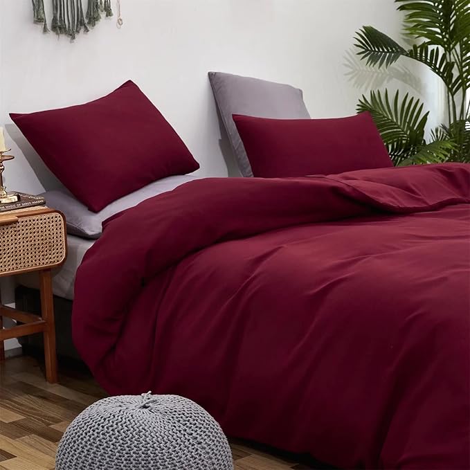 Houseri Burgundy Comforter Sets Full Wine Red Bedding Full Size Noble Bordeaux Red Vintage Bed Sets Teen Girls Women Farmhouse Shabby Chic Soft Comfy Dark Red Quilts Full