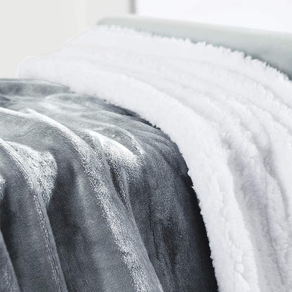 Genteele Sherpa Throw Blanket Super Soft Reversible Ultra Luxurious Plush Blanket, 60 x 70 inches, Gray/White