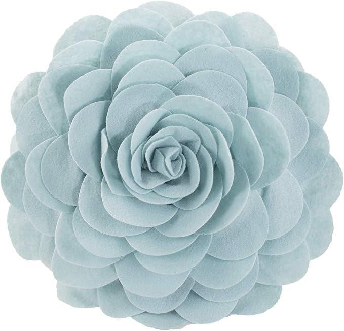Fennco Styles Eva's Flower Garden Decorative Filled Throw Pillow 13" Round - Aqua Floral Accent Pillow for Home, Couch, Bed, Living Room, Holiday and Office Décor