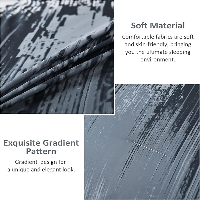 WONGS BEDDING Comforter Set Queen, Blue 7 Pieces Bed in a Bag Abstract Gradient Comforter Dusty Blue Soft Microfiber Bedding with Comforter, Flat Sheet, Fitted Sheet, Pillow Shams,Pillowcases