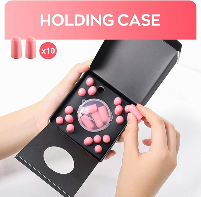10Pairs Foam Earplugs, Noise Cancelling Ear Plugs for Sleeping Hearing Protection for Shooting Range, Work, Travel,Concert Pink