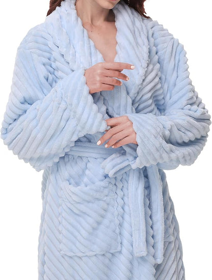 Yurhap Premium Robes for Women - Super Soft Cozy Fleece Womens Robe Plush Long Bathrobe