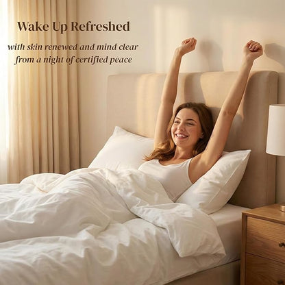 Beckham Hotel Collection 100% Cotton Pillow Cases King Size Set of 2, 500TC, Luxury Sateen Pillowcases, Open End, Breathable, Moisture-Wicking, White
