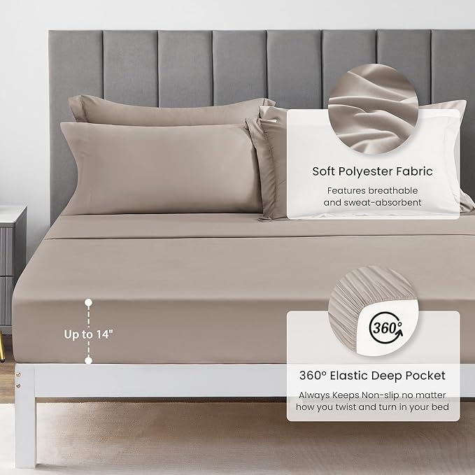 Love's cabin Twin Comforter Set Burlwood, 5 Pieces Twin Bed in a Bag, All Season Twin Bedding Sets with 1 Comforter, 1 Flat Sheet, 1 Fitted Sheet, 1 Pillowcase and 1 Pillow Sham