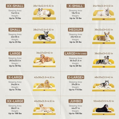 Large Dog Bed Orthopedic Washable - Waterproof with Removable Cover - Memory Foam - Beds Bolster Pet - Couch Sofa - XXXL Large Big Jumbo Dogs - Ginger Yellow Giant Dog Bed