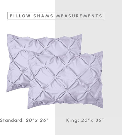 Elegant Comfort 8-Piece Pinch Pleated Comforter Set - All Season Complete Bed in a Bag, Includes 4pc Smart Sheet Set, Bed Skirt, Comforter, Matching Pillowcases and Shams, King/Cal King, Lavender