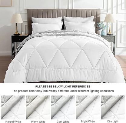 BEDELITE Twin XL Comforter Set 5 Pieces Bed in A Bag - Soft Microfiber Reversible Twin Extra Long White Bed Set with Comforters, Sheets, Pillowcase & Sham, Cozy Bedding Sets for College Dorm Room