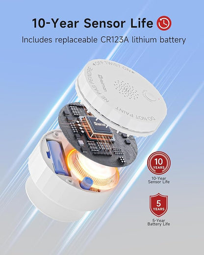 Heiman Matter Smoke Detector, Smart Photoelectric Fire Alarm, Ul217-10th Listed, Battery Powered, Real-Time Notification, Compatible with Smartthings, Home Assistant, Mini Portable for Home RV Travel