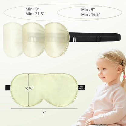 Kids Sleep Mask Eye Cover, 100% Real Natural Pure Silk Eye Mask with Adjustable Strap, Blindfold Kids Eye Mask for Sleeping, Eye Shade for Boys Girls and Adult, Pressure-Free Comfort (Light Green)