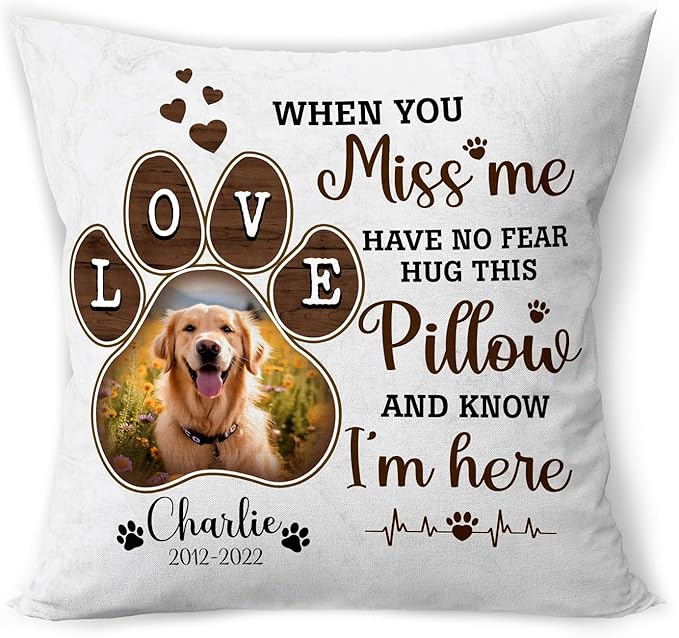 Personalized Pet Photo Memorial Throw Pillow (Insert Included), Loss Of Dog Sympathy Gift, Pet Pillows Photo, Dog Memorial Gift For Loss Of Dog, Dog Pillows, Throw Pillow Cover, Photo Pillow
