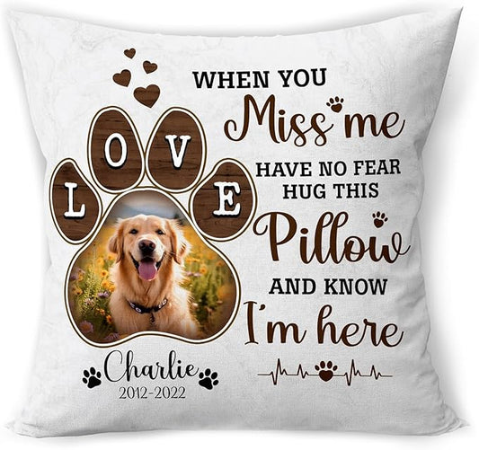 Personalized Pet Photo Memorial Throw Pillow (Insert Included), Loss Of Dog Sympathy Gift, Pet Pillows Photo, Dog Memorial Gift For Loss Of Dog, Dog Pillows, Throw Pillow Cover, Photo Pillow