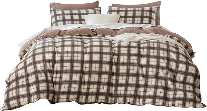 Queen Comforter Set Plaid 3 Pieces Soft Cute Plaid Bedding Comforter Lightweight Check Geometric Style Geometric Comforter Set for All Seasons 1 Comforter and 2 Pillowcases
