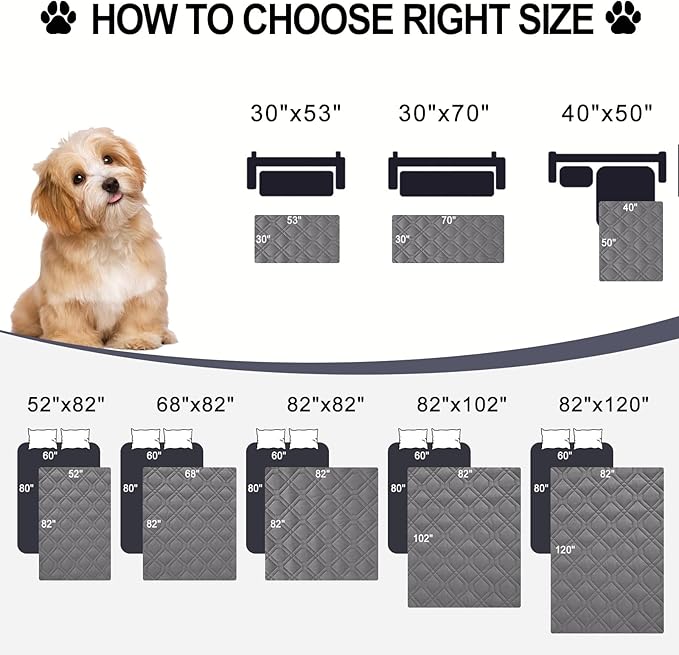 Smiry Reversible Waterproof Couch Covers for Sofa, Washable Dogs Pet Couch Covers for 3 Cushion Sofa Pet Friendly, Water Resistant Furniture Protector Slipcover, Geometric (52"x82", Grey/Light Grey)