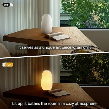 9.5" Modern Ceramic Table Lamp,White Bedside Table lamp, Night Lamp,Decorative Lamp,Ambient Lighting,Artistic lamp,Suitable for Living Room, Bedroom, Entrance, Kitchens, Corded, Bulb Included