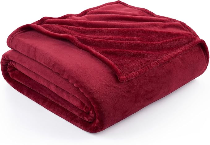Hansleep Fleece Red King Blanket, Super Soft Flannel Fuzzy Plush Cozy Blanket for All Seasons, Red, King 90x108 Inches