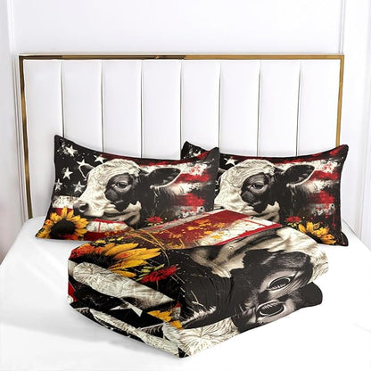 Animal Print Twin Comforter Set,The Star-Spangled Banner Comforter Boys Children, Light Weight Comforter Set with 1 Pillowcase/68 * 86