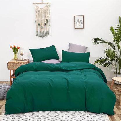 KAREVER Solid Green Comforter Set Twin Pure Emerald Color Soft Lightweight Beddig Quilt Set for Men Women Teens Adult Durable Green Twin XL Blanket
