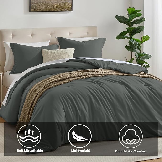 satisomnia King Size Lightweight Comforter Gray, Comforter King Size 3 Piece