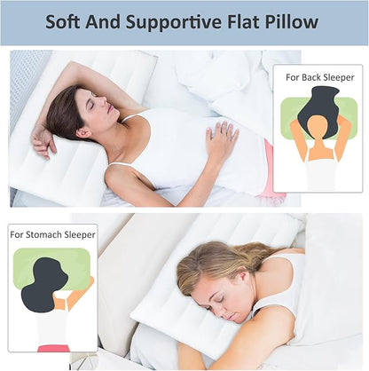 SWTMERRY Flat Pillows 2 Pack for Sleeping,Ultra Thin Bed Pillows Standard Size for Stomach and Side Sleeper 7D High Support 2.5 inch Height Slim Bed Pillow