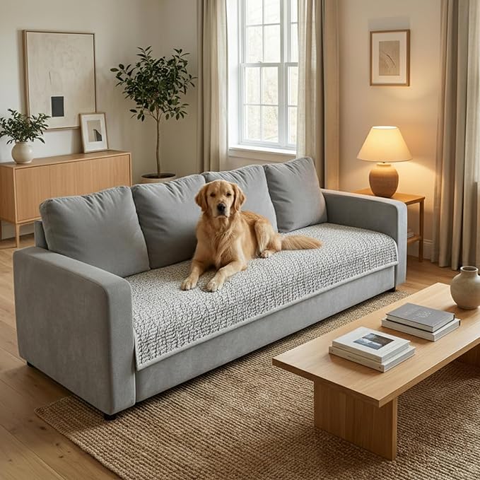 PAULATO BY GA.I.CO. Waterproof Blanket – 24x86” Changing Absorbent Pad for Incontinence – Machine Washable Stain-Resistant Protector for Couch Sofa or Bed – Reusable Waterproof Cover - Light Grey