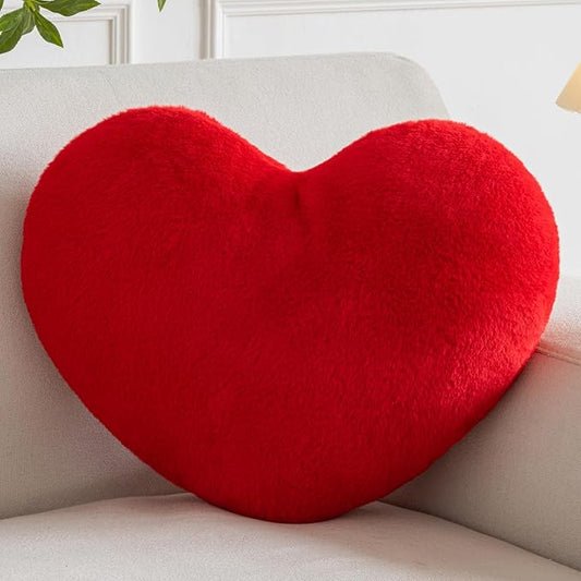 Xiashrk Heart Pillow, Heart Shaped Pillow for Bed Couch, Soft Decorative Heart Throw Pillow, Cute Decorate Pillows, Heart Pillows for Bedroom Living Room (Red, Large 19.6"x15.7")