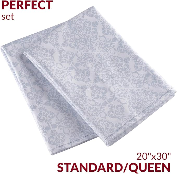 Mellanni Pillow Cases - Luxury, Extra Soft, Cooling Pillow Covers - 2 PC Iconic Collection Pillowcases - Envelope Closure (Standard/Queen 20" x 30", Laced Sky Blue)