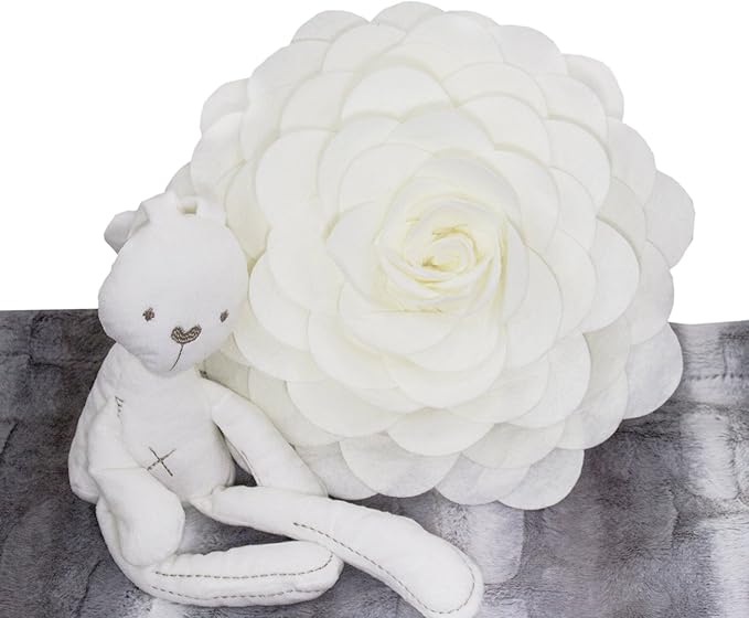 Fennco Styles Eva's Flower Garden Decorative Filled Throw Pillow 13" Round - Ivory Floral Accent Pillow for Home, Couch, Bed, Living Room, Holiday and Office Décor