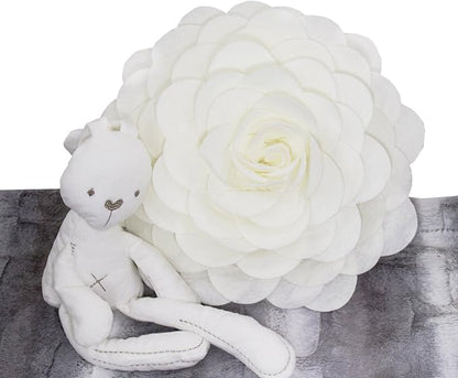 Fennco Styles Eva's Flower Garden Decorative Filled Throw Pillow 13" Round - Ivory Floral Accent Pillow for Home, Couch, Bed, Living Room, Holiday and Office Décor