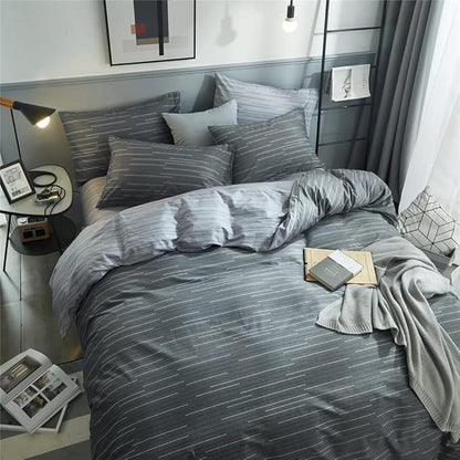 VM VOUGEMARKET Grey Blue Stripes Comforter Set Twin XL Teen Boys Men Down Comforter with 2 Pillowcases,Modern Luxury Striped Bedding Quilt Set 68"x90"