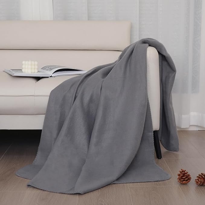 ZYFZCYBL Fleece Throw Blankets Lightweight Warm Soft Cozy Pet-Friendly Bulk Fleece Throw Blanket Solid for Home Bed, Sofa，Office,Gifts, Couch (Pack of 6-50 x 60 inch，Grey)