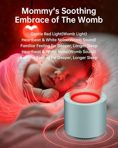 Sleep Sound Machine: Red Light Therapy White Noise Machine with 38 Soothing Sounds & Calming Womb Soother Shusher, Memory Function, Dimmable Nursery Night Light with Timer for Baby Adult Gift (Slate)