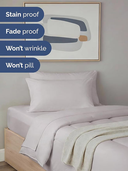Twin Comforter Set - 5 Piece Bed in a Bag Twin Size Bed Set - Down Alternative Comforter, Flat Sheet, Fitted Sheet, Pillowcase & Sham for All Seasons - Ultra Soft, Comfy and Breathable - Light Grey