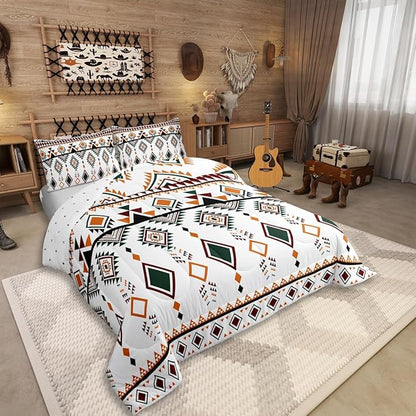 Erosebridal Rustic Western Comforter Set King Size, Bohemian Aztec Southwestern Bedding Set for Kids Boys Teens Adult Bedroom, Vintage American Native Duvet Insert Indian Exotic Geometric Quilt