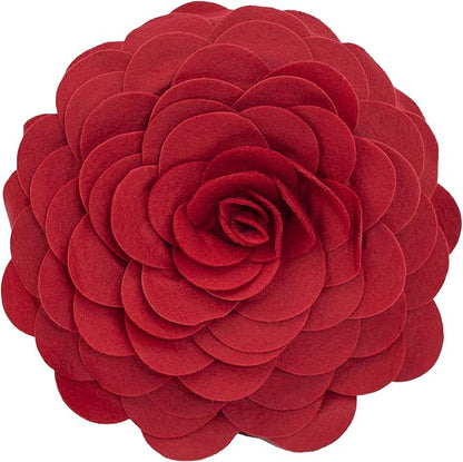 Fennco Styles Eva's Flower Garden Decorative Filled Throw Pillow 13" Round - Red Floral Accent Pillow for Home, Couch, Bed, Living Room, Holiday and Office Décor